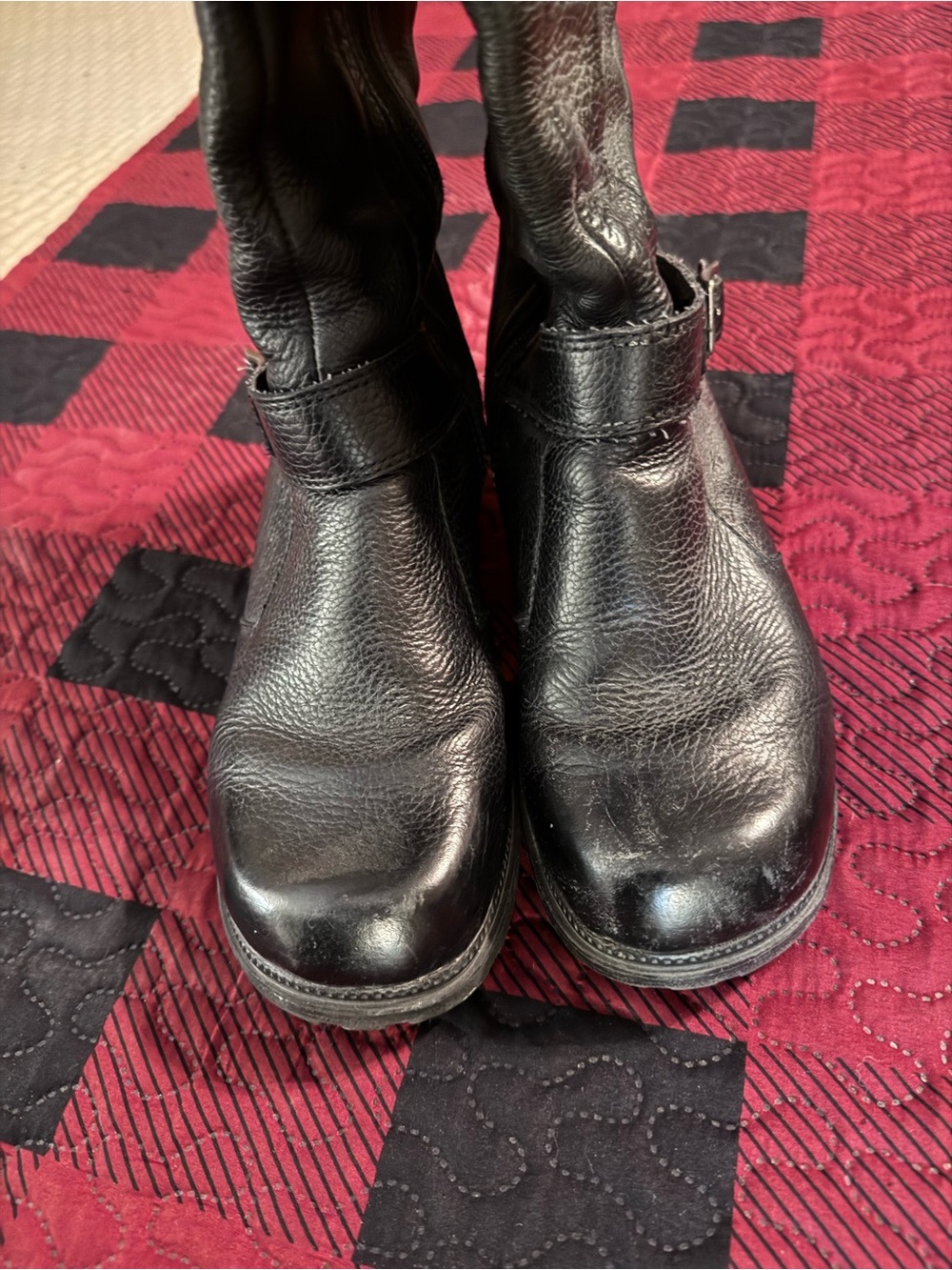 Black Leather Knee High Riding Boots - Picture 2 of 7